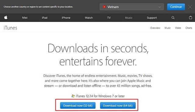 Download iTunes về máy tính 