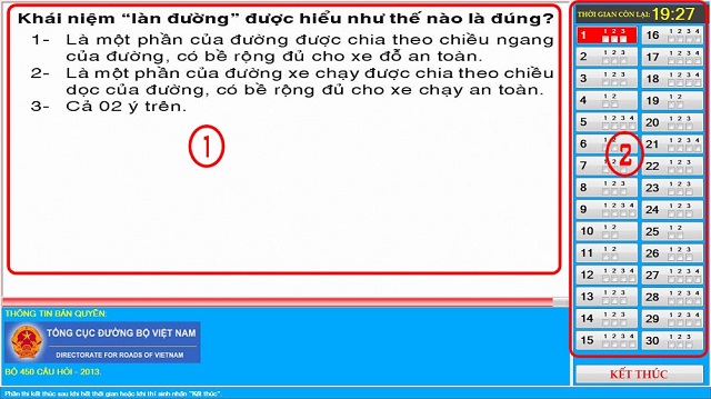 Giao diện chính của phần mềm thi thử lý thuyết 