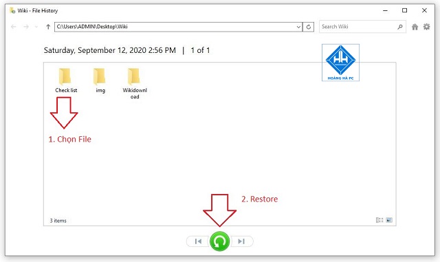 Các file của thư mục sẽ được hiển thị