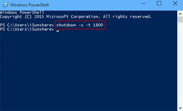 Cách hẹn giờ tắt máy win 10 bằng Windows PowerShell