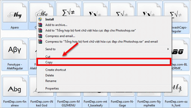 Chọn font chữ mong muốn rồi Copy 