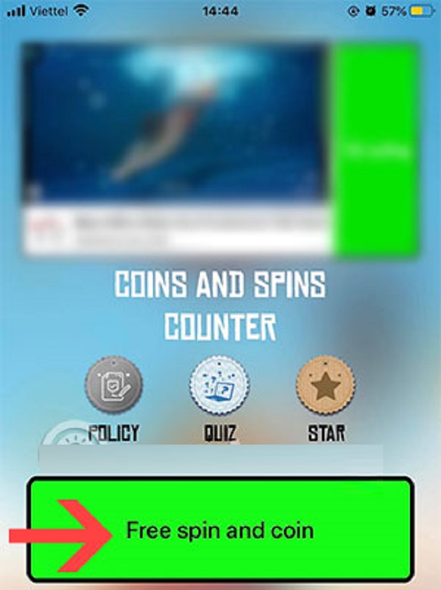 Chọn mục Free Spin and Coin >> chọn ngày nhận thưởng.