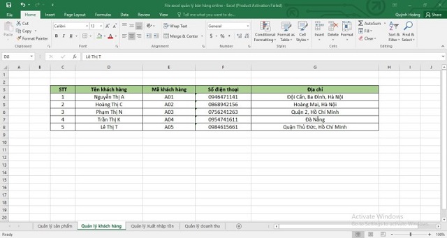 File excel quản lý khách hàng 